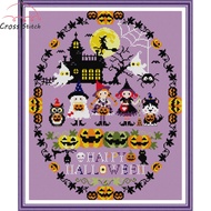 Winter Bouquet Cross Stitch Complete Set Happy Halloween Printed Unprinted Aida Fabric Canvas 11CT 14CT Stamped Counted Cloth With Materials DIY Needlework Handmade Embroidery Home Room Wall Decor Sewing Kit