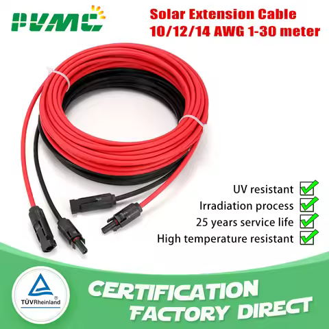 XIONGISOLAR solar pv cable wire Black+Red 2.5/4/6mm2 with Male and Female extension cord us plug 10/
