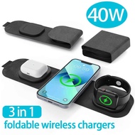 15W Magnetic Wireless Charger Pad For IPhone 13 12 11 XR Apple Watch 3 In 1 Foldable Qi Fast Charging for Airpods Pro IWatch 7 6