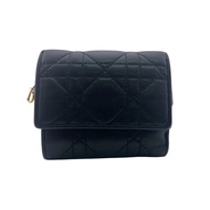 二手 Dior Lady Dior 迷你皮夾 Cannage 三折錢包，品牌正品，零錢包，鈔票夾，黑色