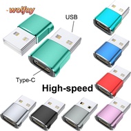 WOLFAY Type C to USB Adapter, Aluminium Black Type C USB Male Adapter, Portable USB 2.0 Mini Metalli