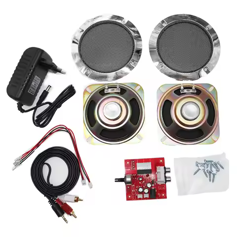Arcade Game Console Audio Amplifier Kit，Amplifier 4-inch 5W Speakers Power Cable For Arcade Game Cab