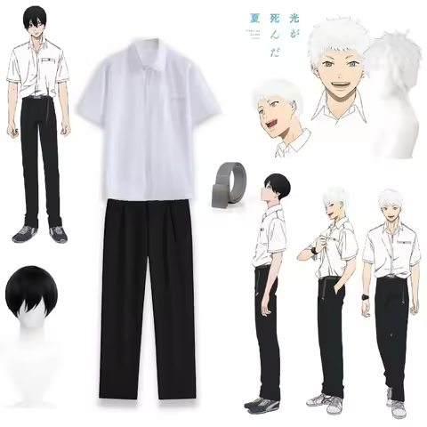 Ynot/The Summer Hikaru Died Cosplay Dk School Outfit Shirts Pants Belt Wig Tsujinaka Yoshiki Hikaru 