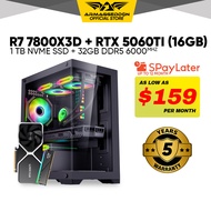 Armaggeddon Thunder Pro R7 7800X3D + RTX 5060TI 16GB Custom Desktop PC 32GB RAM 1TB