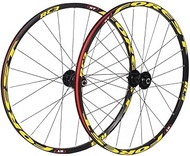 Bicycle Wheelset 26/27.5 In Bicycle MTB Double Layer Rim 7 Sealed Bearings 11 Speed Cassette Hub Disc Brake QR 24 Holes 1850g,Yellow-27.5inch