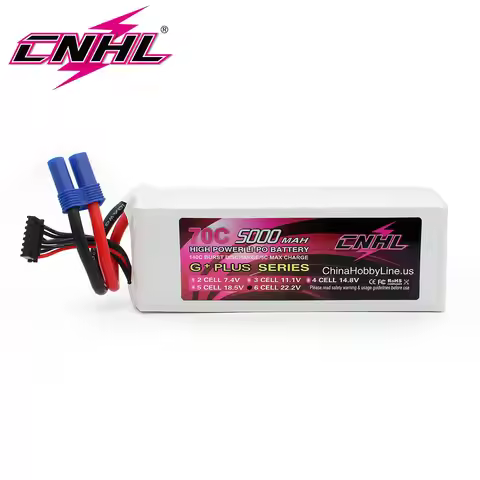 CNHL Lipo 6S 22.2V Battery 5000mAh 70C G+PLUS With EC5 Plug For RC Car Airplane Boat Truck Vehice Sp
