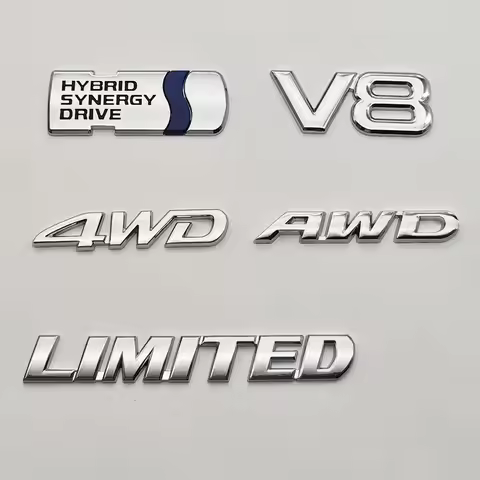 3D Metal Car Sticker HYBRID SYNERGY DRIVE V8 LIMITED AWD 4WD Logo Badge Fender Trunk Emblem For Toyo