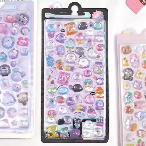 3D Black Cat Stickers Decorative Sticker DIY Jelly Stickers for Scrapbooks Journals Phonecase Laptop