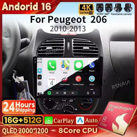 Android 16 Carplay Car Radio Multimedia For Peugeot 206 206CC SW 1998 - 2012 Navigation Video DVD Au