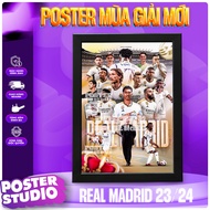 REAL MADRID 2023-2024 poster photo frame includes 2 sizes for A5 tabletop (18cm x 24cm), A4 wall han