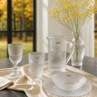 Set of 6 CRISTA HOME glassPieces with embossed mesh pattern White: 80054-W