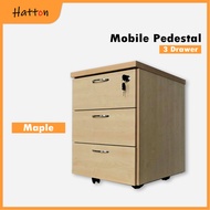 Hatton- 3D Mobile Pedestal | 3 Drawer 3D | Book Shelf Drawer Cabinet with Lock | Office Pedestal |