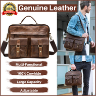ผู้ชายวินเทจหนังแท้กระเป๋าถือแล็ปท็อปกระเป๋าเอกสาร Messenger กระเป๋าสะพายไหล่กระเป๋า