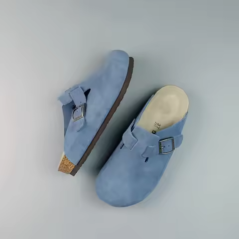 Adult Kid Cork Footbed Clogs Women Men Comfortable Genuine Leather Home Shoes Close Toe Slippers for