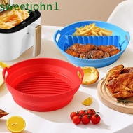 SWEETJOHN Air Fryer Baking Basket, with Dividing Pad Silicone Air Fryer Baking Pan, Air Fryer Accessories Foldable Round Heat Safe Air Fryer Baking Tray Oven