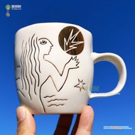 Ins Starbucks Cup American Starbucks Anniversary Abstract Mermaid Irregular White Mug 12oz/355ml