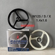 HONDA W125 SPORT RIM 3 BATANG W100R W125S W125X 1.4X1.6 KAYAMA TL33 BLACK WHITE SIAP BEARING BUSH
