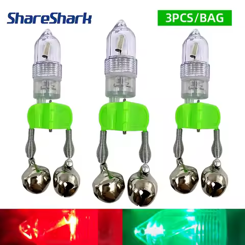 ShareShark 3pcs Fishing Bell Light Bell Fish Bell Alarm Pisces Bell Clip Alarm Night Fishing LED Red