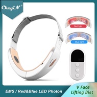 CkeyiN Chin V-Line Up Lift Belt Machine Blue LED Photon Therapy EMS Face Lifting Slimming Shaping Ma