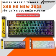 Premium Keyboard Rapid Trigger Attack Shark X68 HE New 2025 Keycap Through Led Polling Rate 8,000Hz