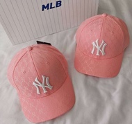 💗แท้💯%💗 พร้อมส่ง    หมวก MLB Monogram Jacquard cap สีชมพู  โลโก้ NY  💗