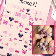MAKE N Pink Funky Nail Stickers – Y2K Kitsch Glossy Nail Art Decals