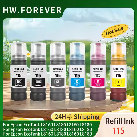 115 T115 Dye Ink Premium Compatible Refill Ink For Epson EcoTank L8160 L8180 Printers Dye Water Base