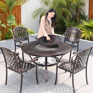W-8&amp; Outdoor Barbecue Table and Chair Cast Aluminum Commercial Outdoor Leisure Charcoal Barbecue Grill Courtyard Table H