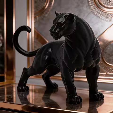 1 Piece of Sturdy Black Panther Statue with a Dreamy Design for Desktop Decoration, Creative Gift, C