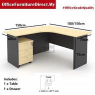150x150cm 180x150cm G L Shape Office Table With Drawer Combo Set GL1515 GL 1815 GM3 OFDirect (Hantar