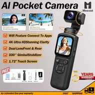 【5 Years Warranty】Action Camera Dual-View Pocket Camera | 4K / Dual 2K Recording | Front & Rear Came