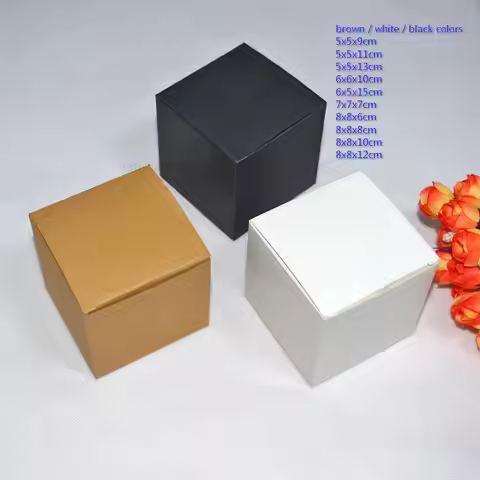 Kraft Pape Cardpaper Boxes 3 X3 5 X5 6 X6 7 X7 8 X 8 To 10 X10 Diy 3 Colors Packaging Box 350gsm Bla
