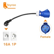 feyree EV Charger Schuko Plug to CEE Blue Power Industrial Female Plug 3 Pins Socket Adapter Connect