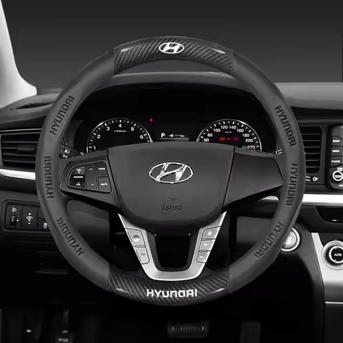 38cm Car Anti-Slip Steering Wheel Cover Carbon Fiber Leather Cover For hyundai i10 i20 i30 i40 ix35 