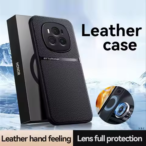 For Honor Magic6 Pro Case Magnetic Car Holder Leather Phone Case For Honor Magic 6 Pro 6Pro Soft Sil