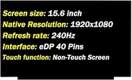 Replacement for MSI MS-1541 MS-15CK MS-16V1 MS-16V4 LQ156M1JW04 LQ156M1JW06 LQ156M1JW08 40Pin 240Hz 