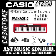 Casio CT-S200 61-Keys Casiotone Keyboard – Red ( CTS200 / CT S200 ) Package C
