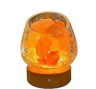 Zinyeme Himalayan Salt Lamp Battery Powered, Himalayan Pink Salt Lamp with Glass Bowl and Build-in Rechargeable Battery