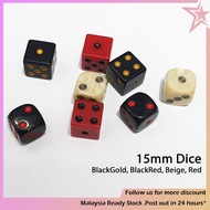 Ready Stock 15mm Dice Black Red Beige Acrylic Dice Game Playing 黑色骰子
