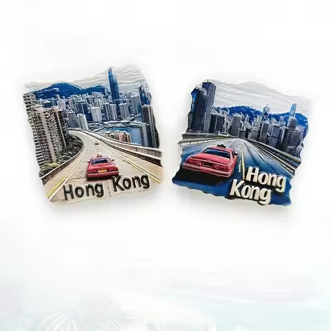 Hong Kong Taxi Fridge Magnet - 3D Retro City Souvenir Vibrant Red Relief Art Unique Asia Travel Gift