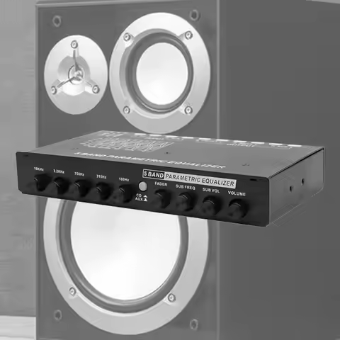 5 Band Equalizer Front Rear Sub Output Metal Car Audio Equalizer Metal for Boat RV Car Adjustable 12