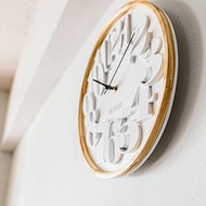 AMP-數字交錯質感木紋掛鐘