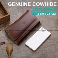 Lutini หนังวัวแท้ ซอง กระเป๋าคาดเอว หนังแท้ 2 ช่อง ซองใส่โทรศัพท์ ใส่มือถือ 5.7 - 6.7 นิ้ว iPhone Samsung Huawei