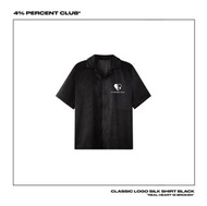4PERCENT 4% CLASSIC LOGO SILK SHIRT BLACK / 經典款黑絲綢短袖襯衫 M