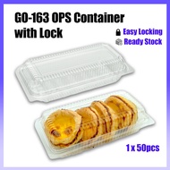 GO-163 OPS Container with Lock Bekas Kuih Clear OPS Container Cake Bakery Box Bekas Tart Bomboloni N