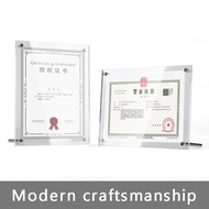 Honor Certificate Photo Frame Table Acrylic Transparent Crystal Frame Wall Hanging A4 A5 A6 Business