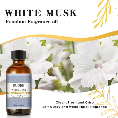 EUQEE 60ml Flower Series Fragrance Oil for Aromatherapy Diffuser White Musk Coconut Vanilla Orange B