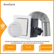 [COMBO SET] AireGard AS6090 D2 Air Ventilation Exhaust Fan (Square) (Silver) AS6090D2 + Wall Vent Du