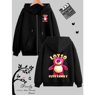 Blue strawberry bear zip hoodie, Women's/men's zip hoodie, Zip Hoodie - Unisex Loose Fleece Jacket