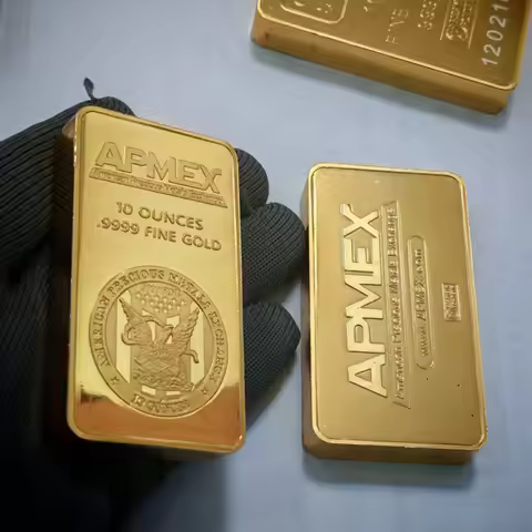 Newest 10 oz APMEX Gold Bar Non Magnetic USA Gold Bullion 10 oz Brass 24k Gold-plated Bullion Souven